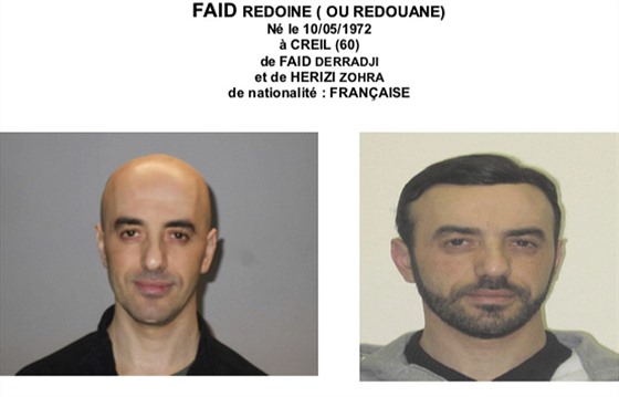 Redoine Faid v policejní zpráv, kde upozoruje na jeho dv moné podoby