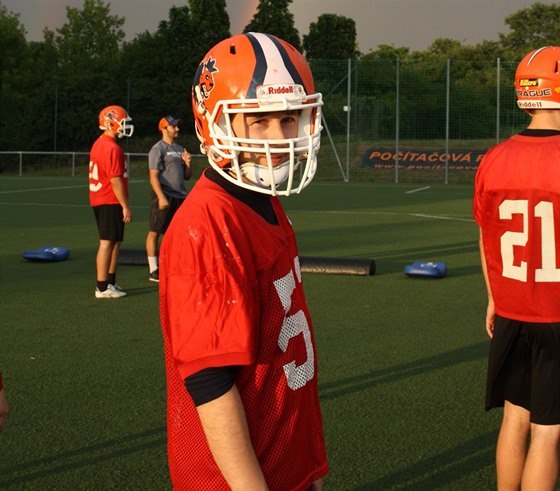 Redaktor Marek Hý na tréninku Prague Lions.