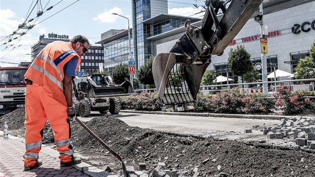 Rekonstrukce Masarykova nmst v Pardubicch. (2.7.2018)