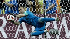 Ruský brankář Igor Akinfejev při penaltovém rozstřelu proti Španělsku. Ruský brankář Igor Akinfejev při penaltovém rozstřelu proti Španělsku.