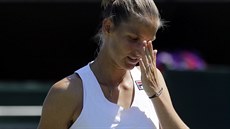 eská tenistka Karolína Plíková a její reakce bhem prvního kola Wimbledonu.