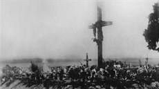 Zde byly pohbeny obti masakru v eském Malín na Volysku.