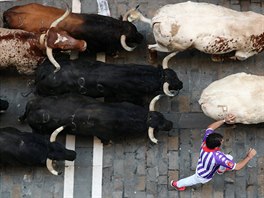 Také letos se v Pamplon konal tradiní bh, pi kterém se ulicemi...