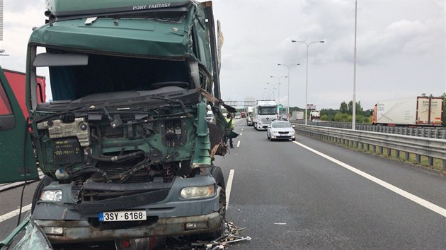 Nehoda t kamion na Praskm okruhu zkomplikovala dopravu (12.7.2018)