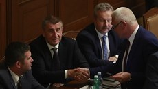 Menšinová vláda Andreje Babiše získala důvěru. Na snímku si premiér podává ruku... Menšinová vláda Andreje Babiše získala důvěru. Na snímku si premiér podává ruku...