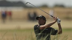 Kevin Kisner v prvním kole golfového The Open na hřišti Carnoustie. Kevin Kisner v prvním kole golfového The Open na hřišti Carnoustie.