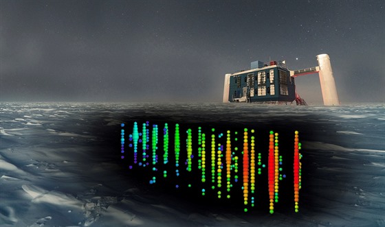 Neutrinová observato IceCube je umístna v hloubkách zhruba od 1,5 do 2,5...
