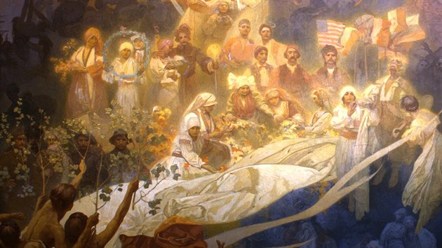 Alfons Mucha: Apoteóza z dějin Slovanstva (1926, vaječná tempera, olej, plátno,... Alfons Mucha: Apoteóza z dějin Slovanstva (1926, vaječná tempera, olej, plátno,...