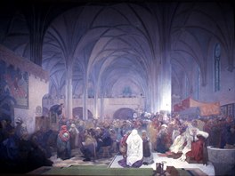 Alfons Mucha: Husovo kázání v kapli Betlémské (1412), (sted triptychu Kouzlo...