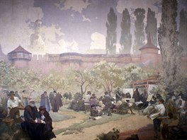 Alfons Mucha: Bratrská kola v Ivanicích (1578), (1914, vajená tempera, olej,...