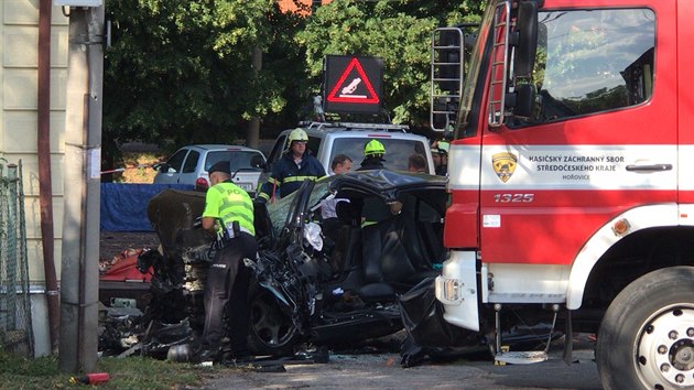 Pi nehod automobilu v obci Hedle na Berounsku zemel idi (20.7.2018)