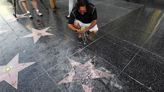 Pokozen hvzda Donalda Trumpa na hollywoodskm chodnku slvy (Los Angeles, 25. ervence 2018)