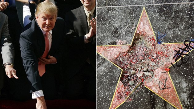 Donald Trump a jeho pokozen hvzda na hollywoodskm chodnku slvy (Los Angeles, 25. ervence 2018)