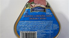 Falšovaná konzerva s drůbežím masem Falšovaná konzerva s drůbežím masem