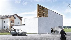 Takto má vypadat ždírecký kostel. Přízemní bílá budova na půdorysu kosodélníku... Takto má vypadat ždírecký kostel. Přízemní bílá budova na půdorysu kosodélníku...