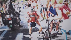 Ital Vincenzo Nibali si během dvanácté etapy po kolizi s nepozorným fanouškem... Ital Vincenzo Nibali si během dvanácté etapy po kolizi s nepozorným fanouškem...