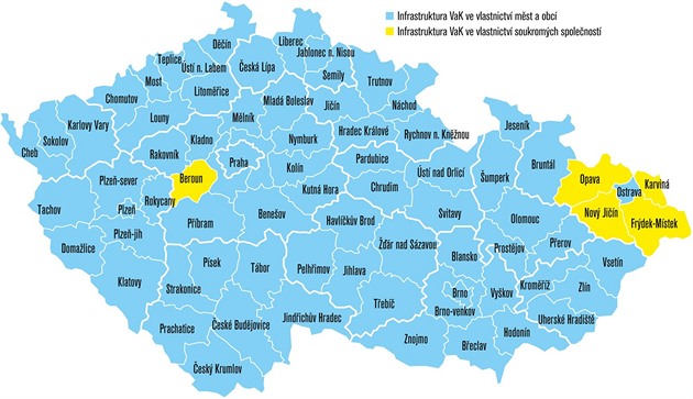 Mapa ukazuje, kdo vlastní v R vodovodní a kanalizaní potrubí, úpravny i...