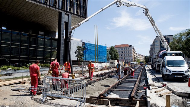 Praha, 7.8.2018, doprava, tramvaj, koleje, Národní muzeum, Václavské náměstí, Vinohradská