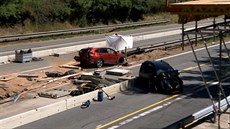 Havarované auto srazilo dělníka na D1 Havarované auto srazilo dělníka na D1