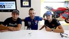 Tisková konference před brněnským závodem MotoGP. Na snímku čeští jezdci... Tisková konference před brněnským závodem MotoGP. Na snímku čeští jezdci...