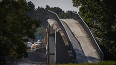 Demolice pěší lávky v Nymburce Demolice pěší lávky v Nymburce