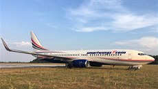 Boeing, který si cestovní kancelář Travel Service pronajala od americké letecké... Boeing, který si cestovní kancelář Travel Service pronajala od americké letecké...