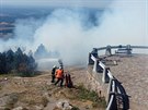 Por lesnho porostu vypukl krtce ped jedenctou hodinou.