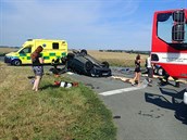 Na Zlínsku se srazila tři osobní auta (18. srpna 2018). Na Zlínsku se srazila tři osobní auta (18. srpna 2018).