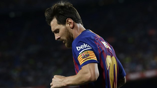 Barcelonsk kapitn Lionel Messi v prbhu utkn proti Alavs.