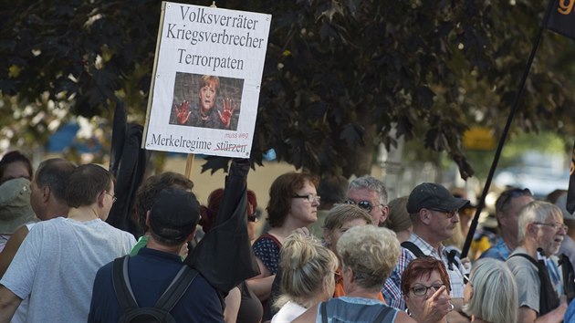 Demonstrace proti Merkelov v Dranech (16. srpna 2018)