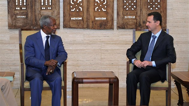 Syrsk prezident Bar al-Assad se v Damaku setkal s Kofi Annanem. (9. ervence 2012)