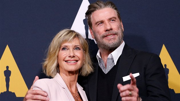 Olivia Newton-Johnov a John Travolta (Beverly Hills, 15. srpna 2018)