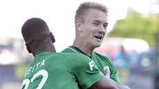 Hráči Příbrami Jan Matoušek (vpravo) a Ibrahim Keita se radují z branky v... Hráči Příbrami Jan Matoušek (vpravo) a Ibrahim Keita se radují z branky v...