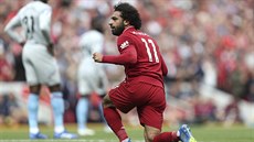 Mohamed Salah z Liverpoolu slaví svůj zásah do sítě West Hamu. Mohamed Salah z Liverpoolu slaví svůj zásah do sítě West Hamu.