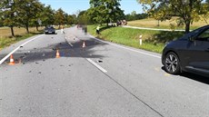 Nehoda motorká mezi Hlubokou nad Vltavou a Municemi (11. srpna 2018).