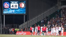 Fotbalisté Trenčína slaví drtivé vítězství na Feyenoordem Rotterdam. Fotbalisté Trenčína slaví drtivé vítězství na Feyenoordem Rotterdam.