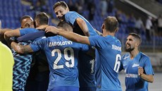 Fotbalisté Zenitu Petrohrad slaví gól v bláznivé odvetě 3. předkole Evropské... Fotbalisté Zenitu Petrohrad slaví gól v bláznivé odvetě 3. předkole Evropské...