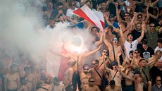 Pohled do kotle fanoušků na stadionu rakouského Sturmu Graz. Pohled do kotle fanoušků na stadionu rakouského Sturmu Graz.