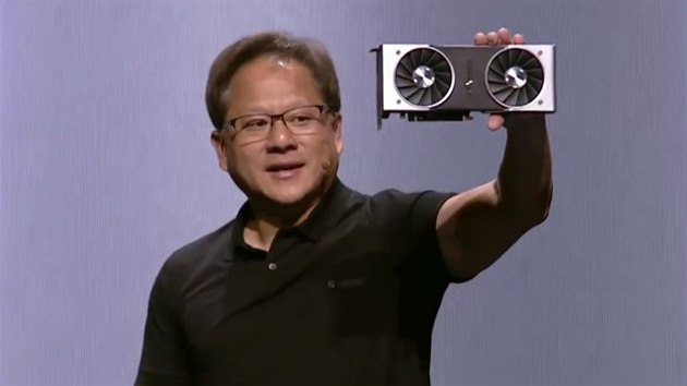 Šéf společnosti Nvidia Jensen Huang ukazuje novou generaci grafických karet... Šéf společnosti Nvidia Jensen Huang ukazuje novou generaci grafických karet...