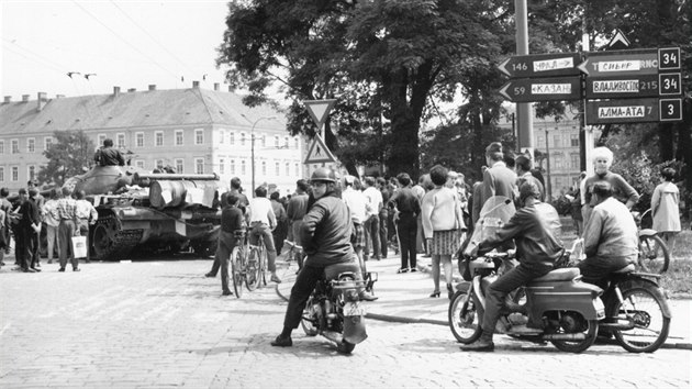 Srpnov okupace roku 1968 v eskch Budjovicch.