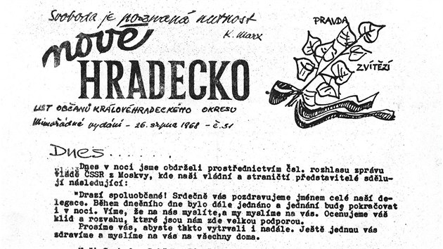 Protestn npisy v Hradci Krlov v srpnu 1968.