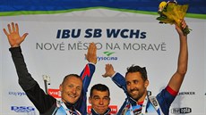 Mistrovství svta v letním biatlonu, sprint mu - zleva druhý Ondej Moravec,...