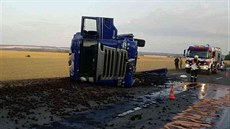 Kamion s uhlím se při jízdě od Koclířova k Lačnovu převrátil ve snaze vyhnout... Kamion s uhlím se při jízdě od Koclířova k Lačnovu převrátil ve snaze vyhnout...