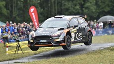 Ruská posádka Alexej Lukjaňuk a Alexej Arnautov s vozem Ford Fiesta R při první... Ruská posádka Alexej Lukjaňuk a Alexej Arnautov s vozem Ford Fiesta R při první...