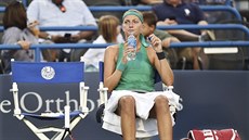 Petra Kvitová ve čtvrtfinále turnaje v New Havenu. Petra Kvitová ve čtvrtfinále turnaje v New Havenu.