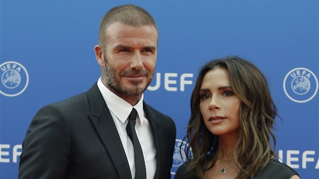 David Beckham a Victoria Beckhamov (Monako, 30. srpna 2018)