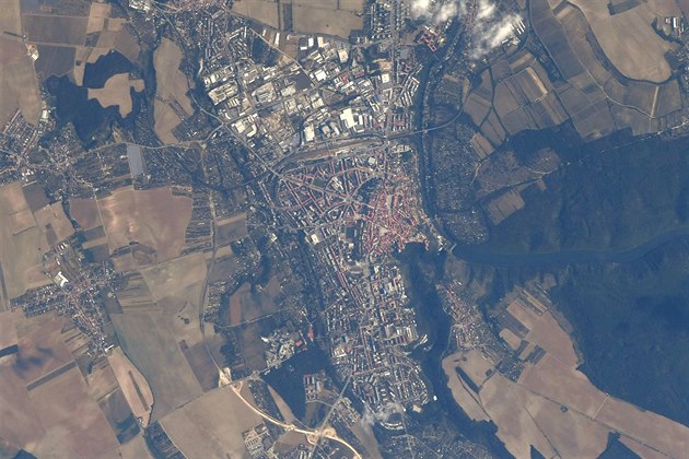 Fotografie Znojma poízená 17. srpna 2018 z Mezinárodní vesmírné stanice ISS.