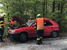 Hasii vyproovali auto z lesa u Berouna. (7.9.2018)