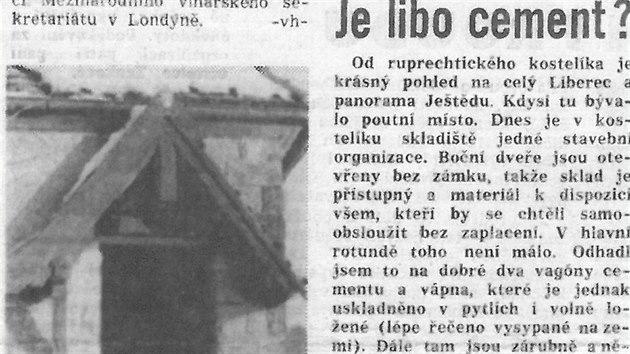 lnek z libereckch novin Vped, pelom 60. a 70. let.