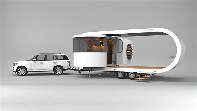 Vizualizace designovho karavanu Romotow od novozlandskho studia W2.